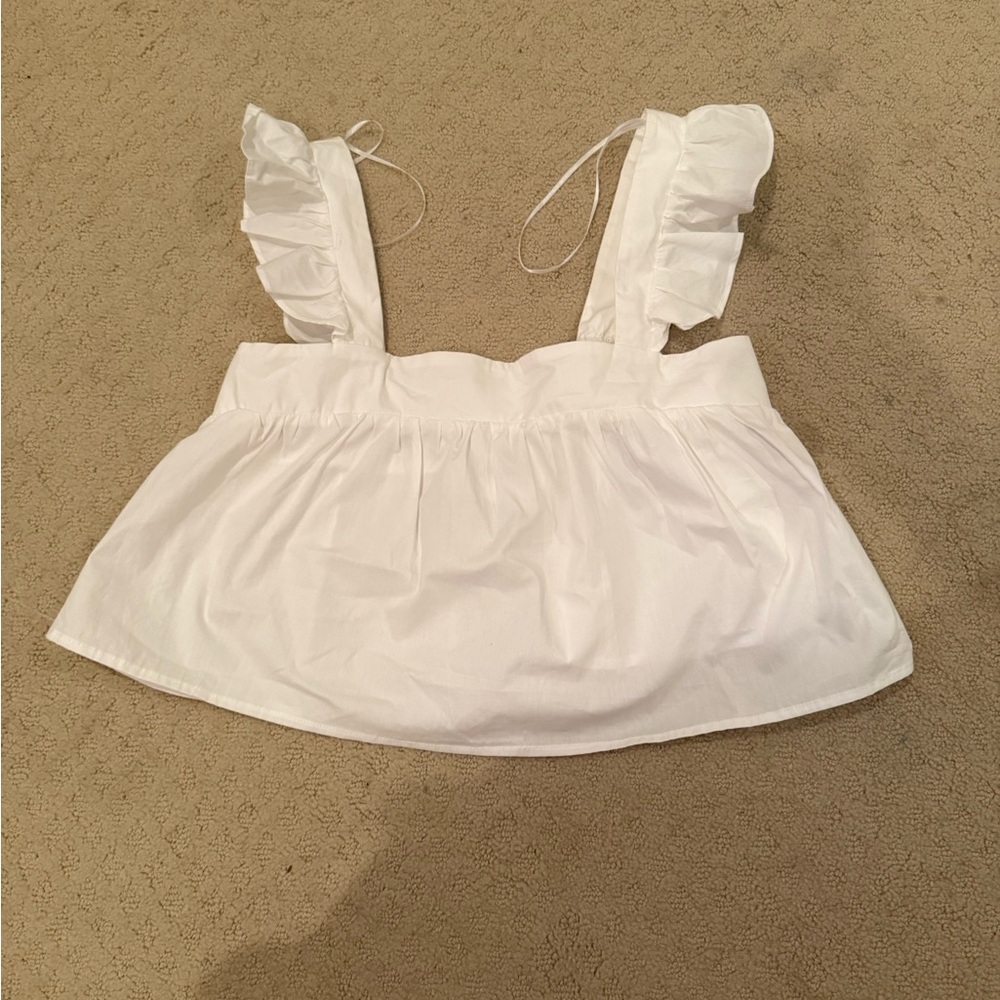Chic White Ruffled Tank Top
